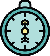 Poster - Round compass showing north direction icon, outline style