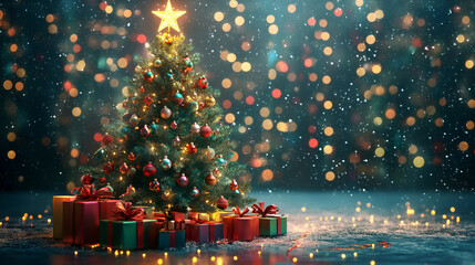 Wall Mural - beautiful christmas tree