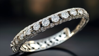 Elegantly Crafted Silver Bracelet Adorned with Dazzling Diamonds