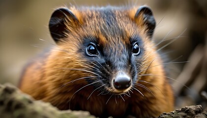 Intriguing close-up of a large-headed African mole-rat showcasing its unique features in the Ethiopian landscape