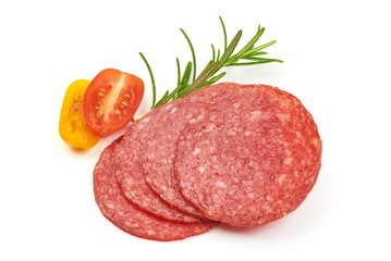 Wall Mural - Pepperoni sausage, isolated on white background