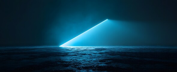 Poster - Abstract Blue Light Triangle on Black Background