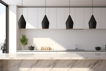 Wall Mural - Modern Minimalist Kitchen with Marble Countertop