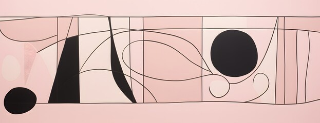 Wall Mural - Abstract Geometric Shapes Intertwined on Pink Background