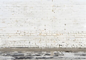 Canvas Print - Weathered White Brick Wall with Grunge Texture