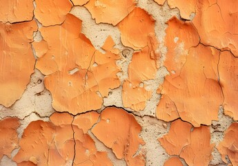 Wall Mural - Cracked Orange Terracotta Stucco Wall Texture