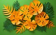 © Eva13186707 - Tropical Leaves Paper Cutout on Green Background