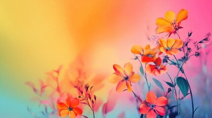 Colorful Floral Artwork Against a Gradient Backdrop Flowers and Elegance