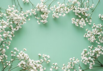 Wall Mural - elegant minimalist floral pattern with baby's breath