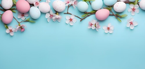 Sticker - Pastel Easter Eggs & Flowers Banner Design