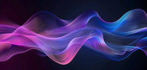 Poster - Abstract Wavy Lines with Pink and Blue Gradient