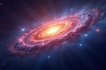 Wall Mural - A vibrant galaxy with a bright core surrounded by stars and dust
