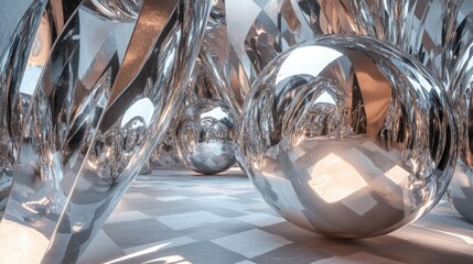 Poster - Abstract background featuring art installations made with mirrors