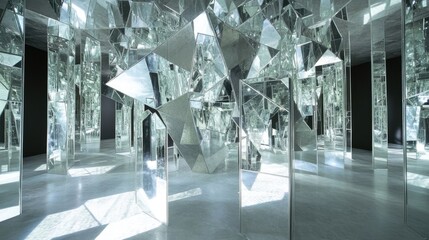 Poster - Abstract background featuring art installations made with mirrors