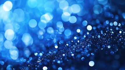 Poster - Sapphire inspired bokeh background featuring shimmering blue sparkles and crystal like droplets