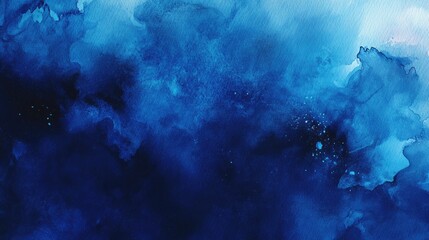 Wall Mural - Abstract watercolor background featuring a gradient of deep blue hues with a fluid textured appearance ideal for banners