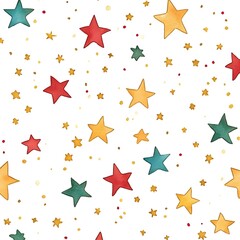 Wall Mural - Watercolor Stars Seamless Pattern