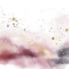 Wall Mural - Pink and Gold Watercolor Background with Stars