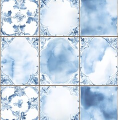 Poster - Blue and White Tile Pattern