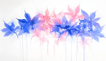 Poster - Abstract Watercolor Floral Design with Pink and Blue Flowers