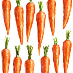 Wall Mural - Watercolor Carrots Pattern