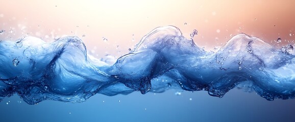 Wall Mural - A dynamic splash of blue water creating waves against a soft gradient background.