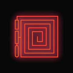 Poster - Neon red cpu chip processing data on a motherboard