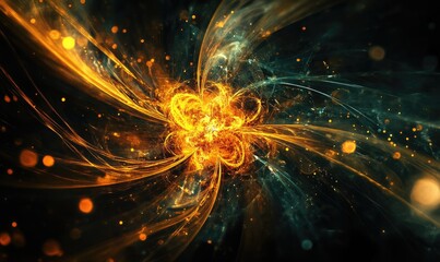Poster - Abstract fractal forms exploring the theme of nuclear physics blending elements of graphic design within an Elementary Particles series