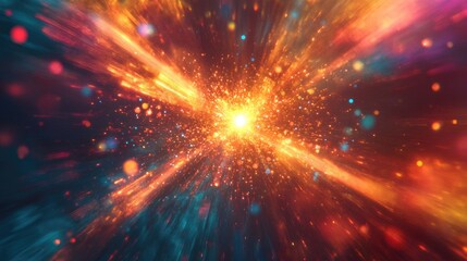 Poster - radial blur effects create a 3d glowing background with vibrant rays