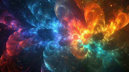 Vibrant multicolored fractal design abstract backdrop three dimensional rendering cosmic theme