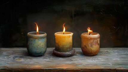 Three Burning Candles: A Still Life of Light and Hope