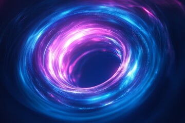 On a blue gradient background, there is a circular spiral vortex background