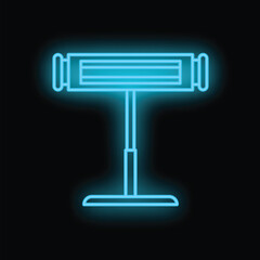 Poster - Blue glowing neon line infrared quartz heater icon isolated on black background
