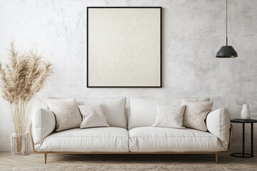 Poster - Modern Living Room Interior with Stylish Poster Frame and Sofa