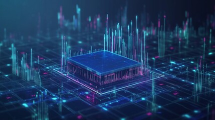 Poster - Visual representation of a digital circuit board with vibrant data flows in a futuristic environment, showcasing technology and innovation
