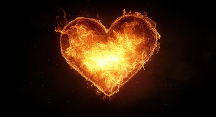 Wall Mural - Inferno of Passion: Fiery Heart Burning with Love and Energy