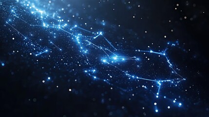 Wall Mural - Abstract Blue Constellation of Glowing Lights on Dark Background