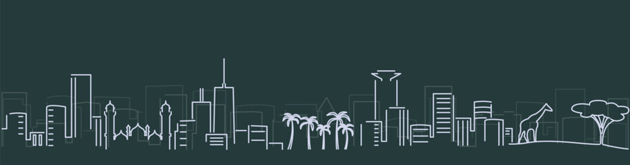 Poster - Nairobi Simple Lines Skyline on Dark Background