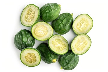 Wall Mural - Feijoa fruit isolated on white background Top view