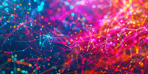 A colorful, abstract image of lines and dots