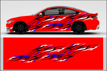 Canvas Print - design vector background wrap car with unique and modern line pattern with bright colors