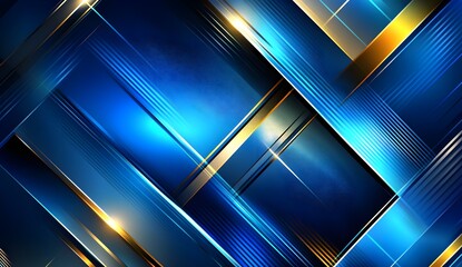 Abstract Geometric Background with Blue and Gold Stripes