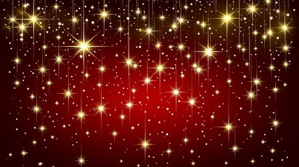 Wall Mural - Christmas background with golden stars and snowflakes.