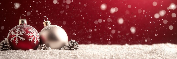 Wall Mural - Christmas background. Festive decoration on bokeh background. New Year. Copy space
