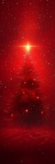 Wall Mural - Christmas tree on red background with snowflakes. 3d illustration, Vertical background