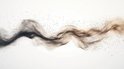 Abstract Texture of Dirt Powder Flows with Wave and Swirl Wind Trails, Sand and Ground Particles - Modern Realistic Illustration on Transparent Background