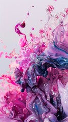 Poster - Abstract Fluid Art: Pink, Purple, and Blue Swirls