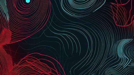 Poster - Abstract design with vibrant lines and shapes creating a dynamic visual experience against a dark background
