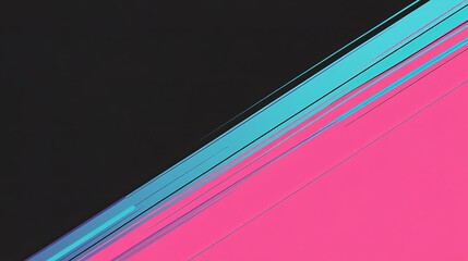 Poster - Vibrant diagonal lines create an abstract composition with contrasting colors of black, blue, and pink, capturing modern artistic expression