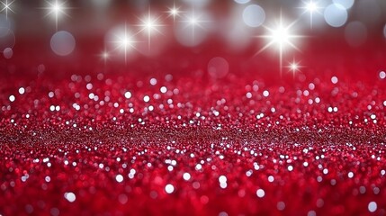 Wall Mural - Red christmas background with snowflakes and bokeh lights